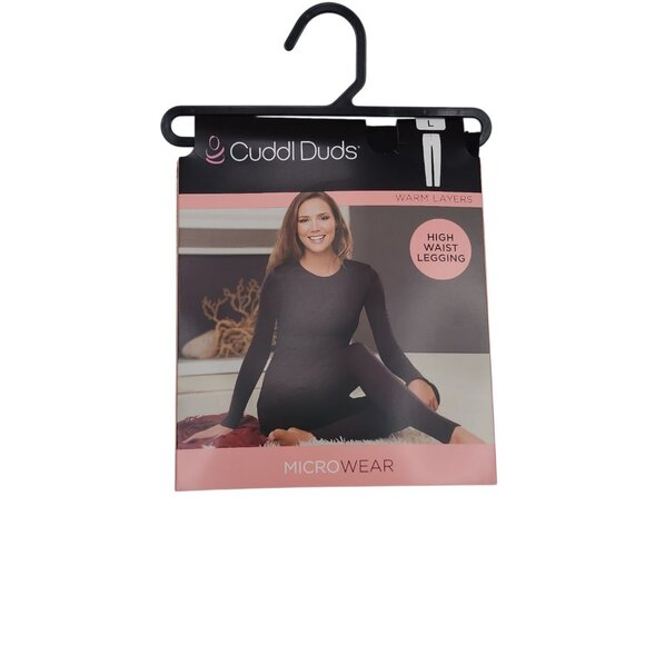 Cuddl Duds Womens High Waist Leggings L Microfiber Stretch Warm Layers Black - Picture 9 of 9